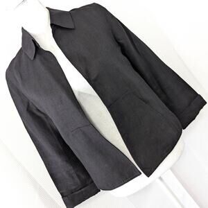 TALBOTS PETITES! IRISH LINEN! BLACK SWING STYLE CROPPED JACKET, BLAZER! SZ 4